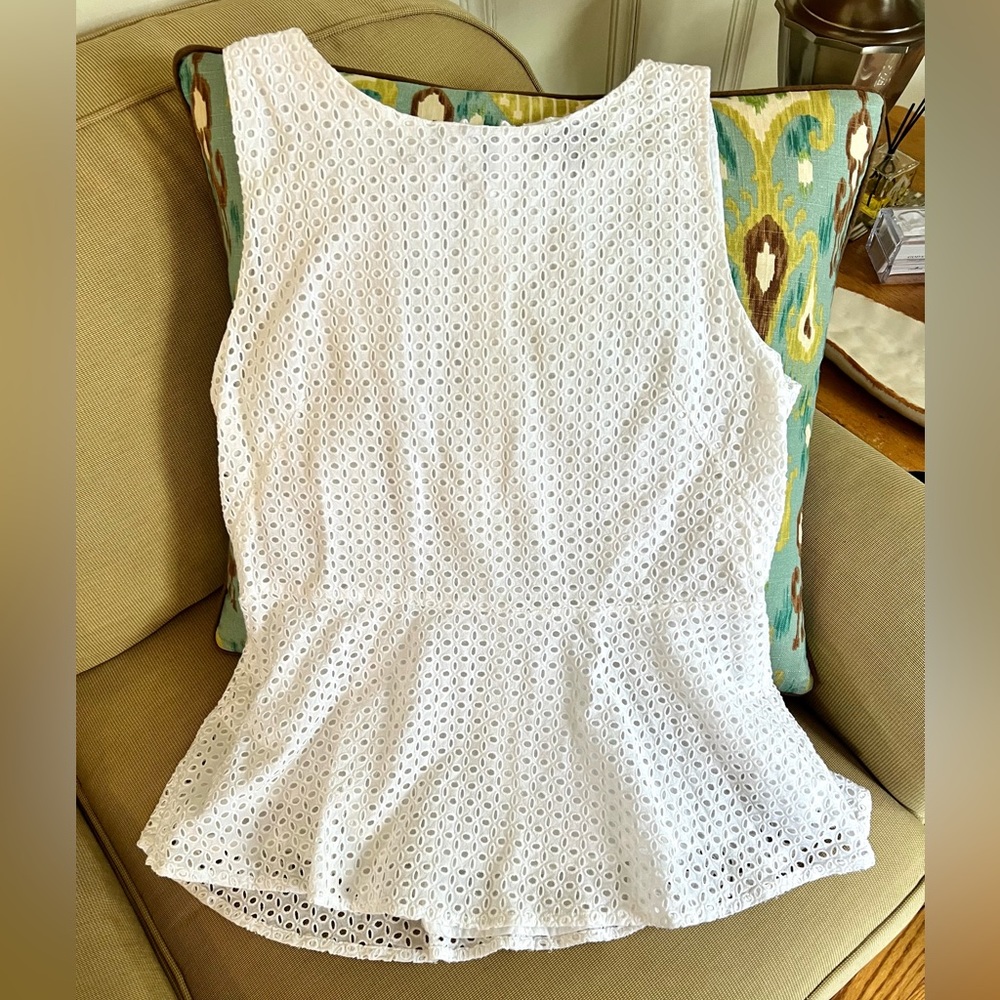 Banana Republic White Eyelet Top, size 14